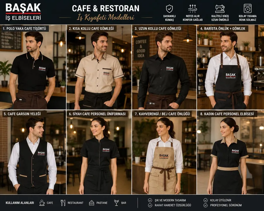 Cafe ve restoran personeli için Başak İş Elbiseleri forma modelleri